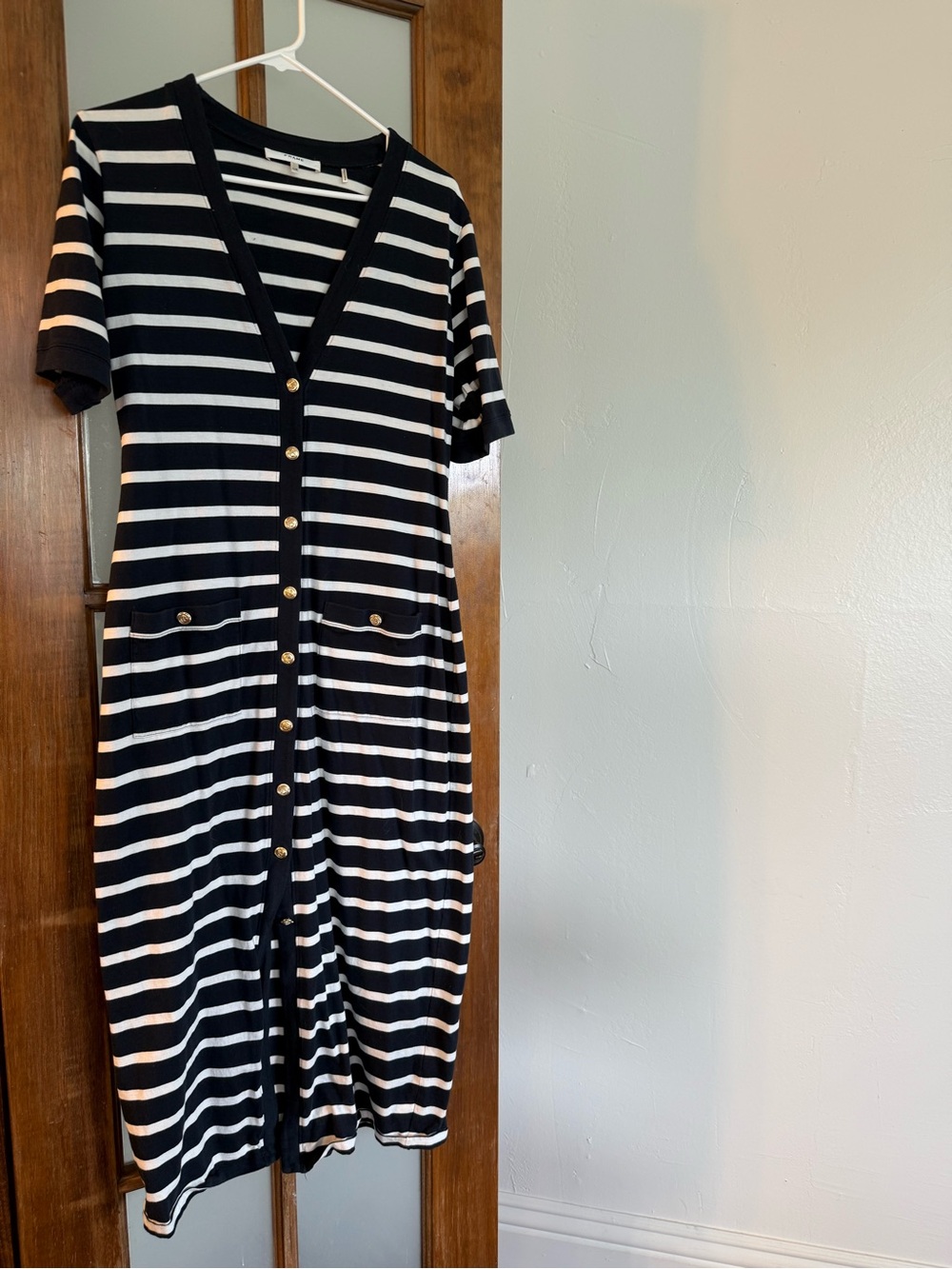 Navy/ White sailor button midi dress by Frame, size L